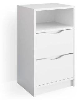 Table De Chevet Ruben Blanc & 2 Tiroirs