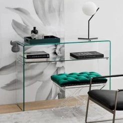 Console En Verre Avec étagère - ICE -Mobilier Soldes f72d5120180e4b499edc516b9aa411ff