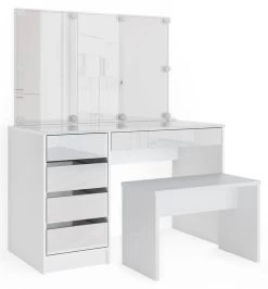 Coiffeuse Sherry Avec Miroir, Banc, LED