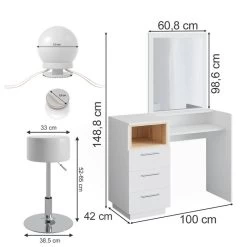 Coiffeuse Beatrice Blanc/sonoma (3 él.) -Mobilier Soldes fbe4218096274900bd8364cc2b3a9e63