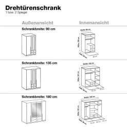 Armoire à Vêtements Nuevo -Mobilier Soldes kleiderschrank salta alpinweiss anthrazit 1363939