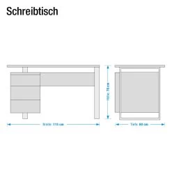 Bureau Paddington II -Mobilier Soldes paddington schreibtisch hochglanz weiss lackiert mit 1 container 1225036