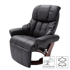 Fauteuil Relaxation Grunewald II -Mobilier Soldes relaxsessel grunewald ii echtleder kunstleder schwarz walnuss dekor 1474110