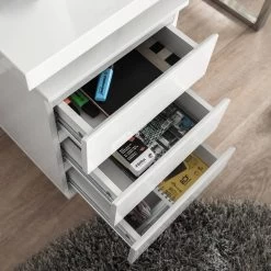 Bureau Paddington II -Mobilier Soldes schreibtisch paddington hochglanz weiss lackiert mit 1 container 3375773