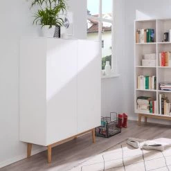 Meuble à Chaussures LINDHOLM - 2 Portes -Mobilier Soldes schuhschrank lindholm i weiss eiche massiv 4031148